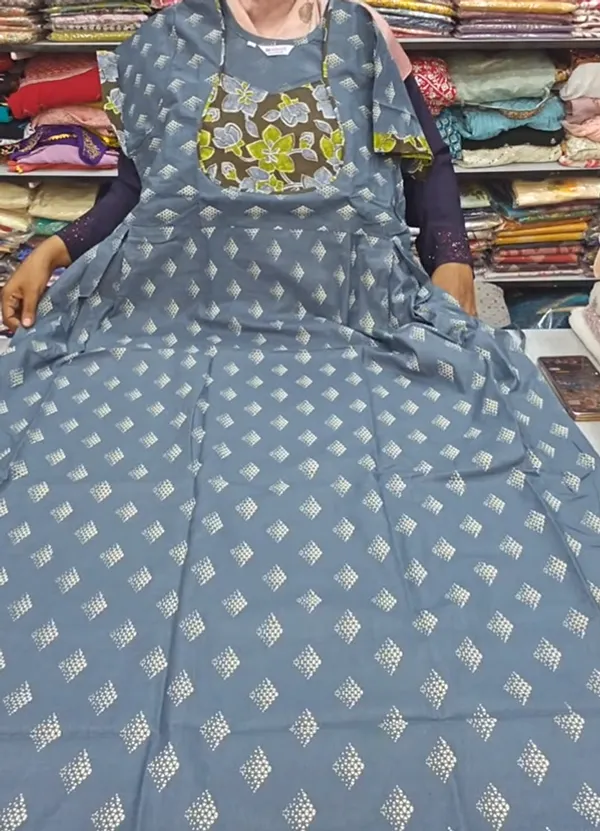 Premium Cotton Frock Style Nighty with Adjustable Rope & Side Pocket | NT3546